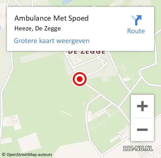 Locatie op kaart van de 112 melding: Ambulance Met Spoed Naar Heeze, De Zegge op 28 januari 2017 14:41