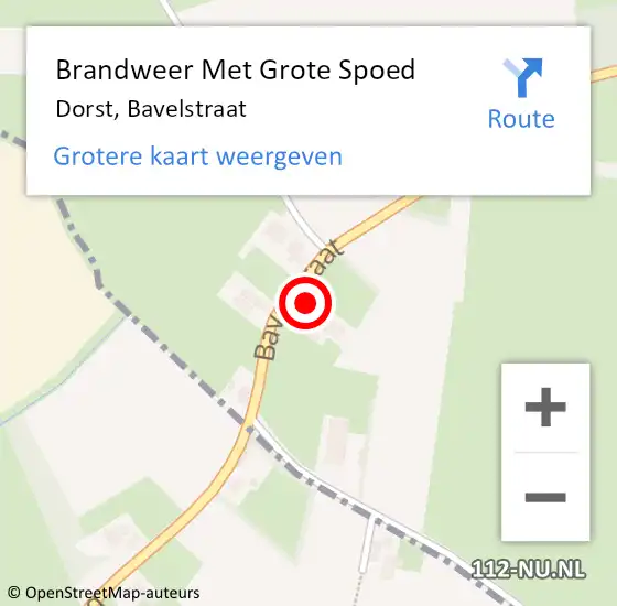 Locatie op kaart van de 112 melding: Brandweer Met Grote Spoed Naar Dorst, Bavelstraat op 28 januari 2017 16:07