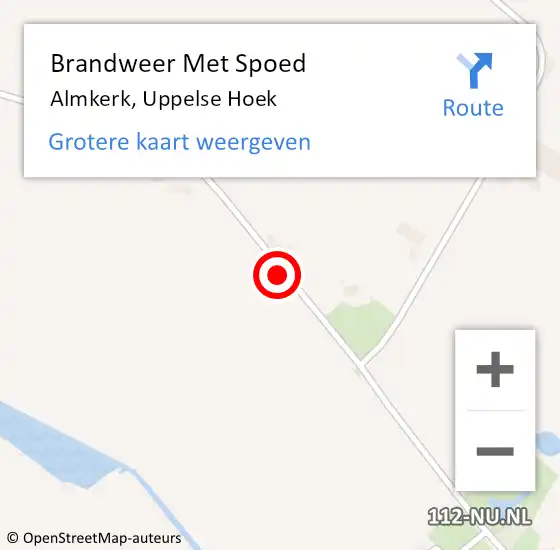 Locatie op kaart van de 112 melding: Brandweer Met Spoed Naar Almkerk, Uppelse Hoek op 28 januari 2017 16:54