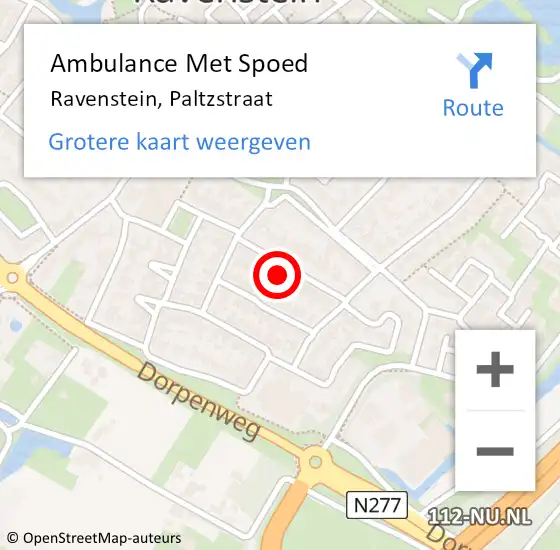 Locatie op kaart van de 112 melding: Ambulance Met Spoed Naar Ravenstein, Paltzstraat op 28 januari 2017 17:01