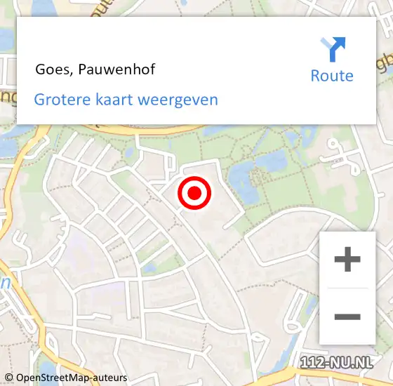 Locatie op kaart van de 112 melding:  Goes, Pauwenhof op 28 januari 2017 17:29