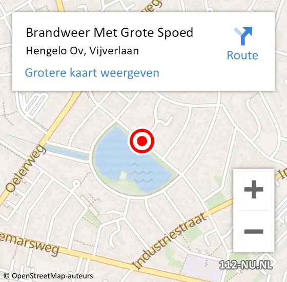 Locatie op kaart van de 112 melding: Brandweer Met Grote Spoed Naar Hengelo Ov, Vijverlaan op 28 januari 2017 17:57