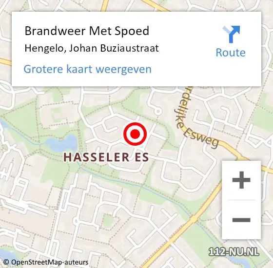 Locatie op kaart van de 112 melding: Brandweer Met Spoed Naar Hengelo, Johan Buziaustraat op 28 januari 2017 18:12