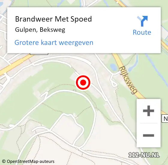 Locatie op kaart van de 112 melding: Brandweer Met Spoed Naar Gulpen, Beksweg op 28 januari 2017 18:59