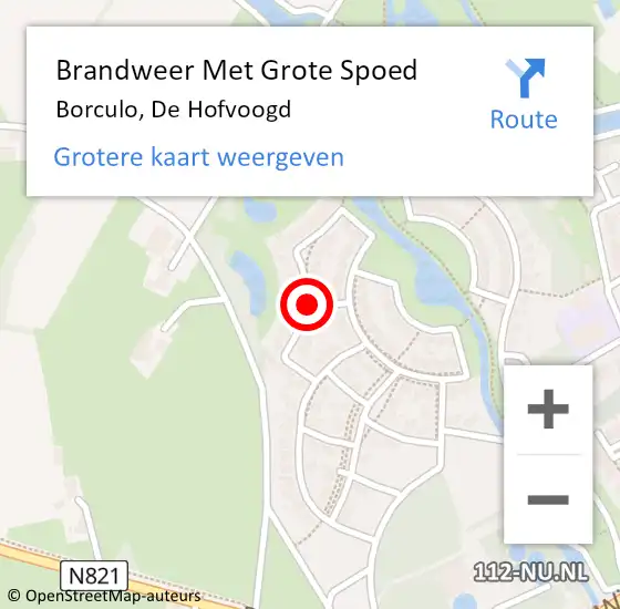 Locatie op kaart van de 112 melding: Brandweer Met Grote Spoed Naar Borculo, De Hofvoogd op 28 januari 2017 19:12