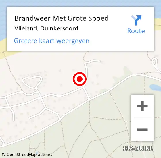 Locatie op kaart van de 112 melding: Brandweer Met Grote Spoed Naar Vlieland, Duinkersoord op 28 januari 2017 19:32