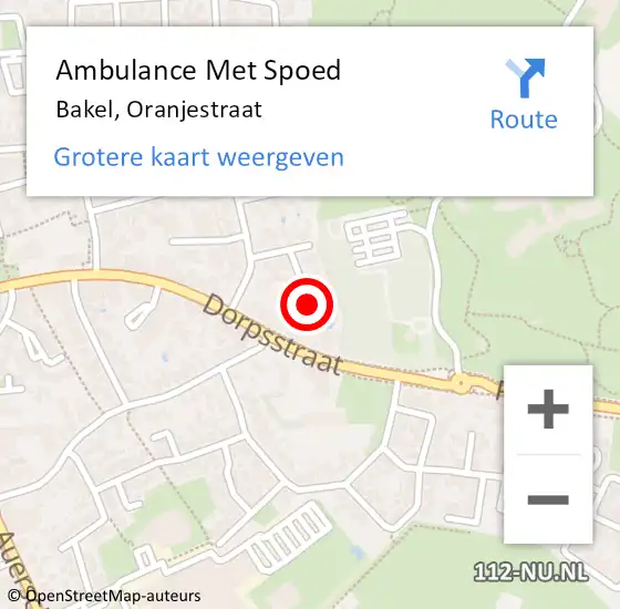 Locatie op kaart van de 112 melding: Ambulance Met Spoed Naar Bakel, Oranjestraat op 28 januari 2017 19:41