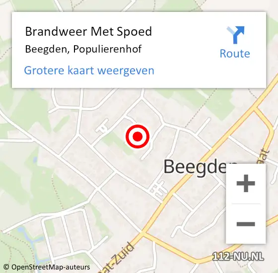 Locatie op kaart van de 112 melding: Brandweer Met Spoed Naar Beegden, Populierenhof op 28 januari 2017 20:29