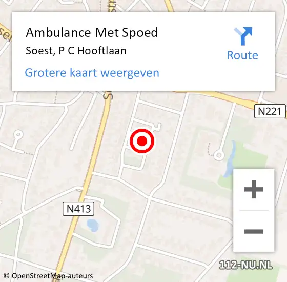 Locatie op kaart van de 112 melding: Ambulance Met Spoed Naar Soest, P C Hooftlaan op 28 januari 2017 20:34