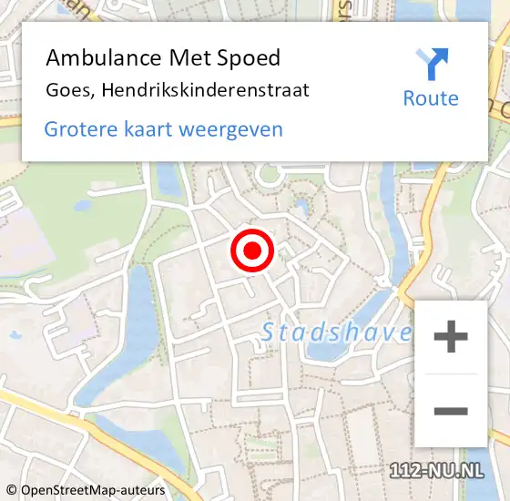 Locatie op kaart van de 112 melding: Ambulance Met Spoed Naar Goes, Hendrikskinderenstraat op 9 januari 2014 10:53