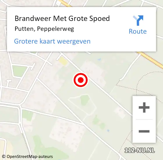 Locatie op kaart van de 112 melding: Brandweer Met Grote Spoed Naar Putten, Peppelerweg op 28 januari 2017 21:29