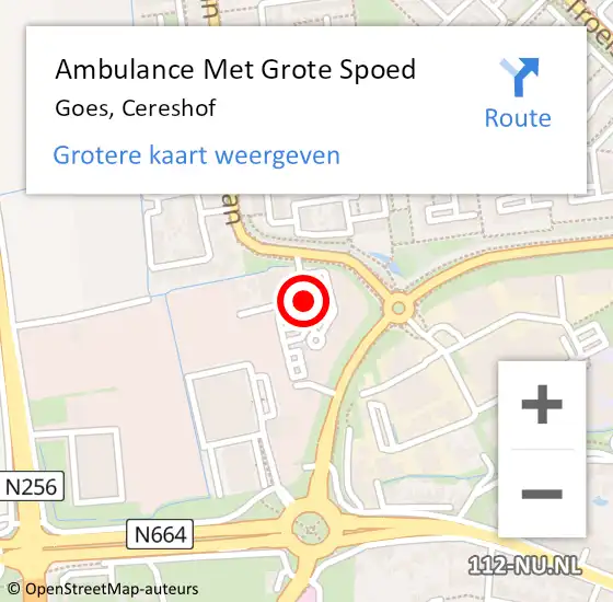 Locatie op kaart van de 112 melding: Ambulance Met Grote Spoed Naar Goes, Cereshof op 9 januari 2014 11:00