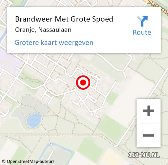 Locatie op kaart van de 112 melding: Brandweer Met Grote Spoed Naar Oranje, Nassaulaan op 28 januari 2017 22:19