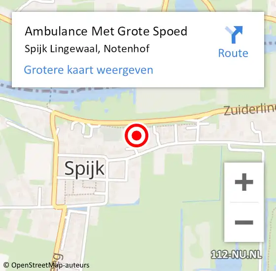 Locatie op kaart van de 112 melding: Ambulance Met Grote Spoed Naar Spijk Lingewaal, Notenhof op 28 januari 2017 22:26