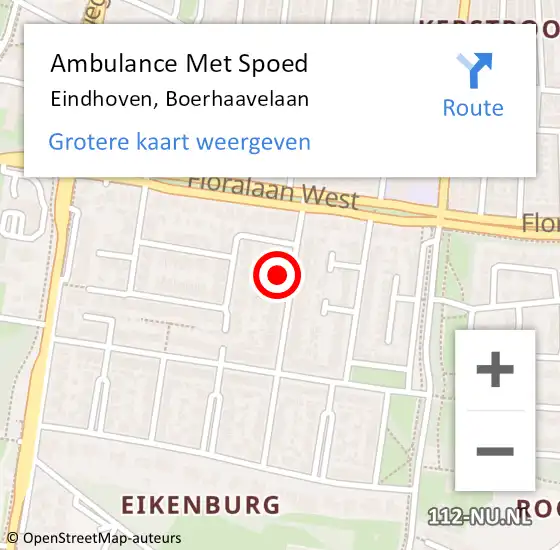 Locatie op kaart van de 112 melding: Ambulance Met Spoed Naar Eindhoven, Boerhaavelaan op 28 januari 2017 22:40