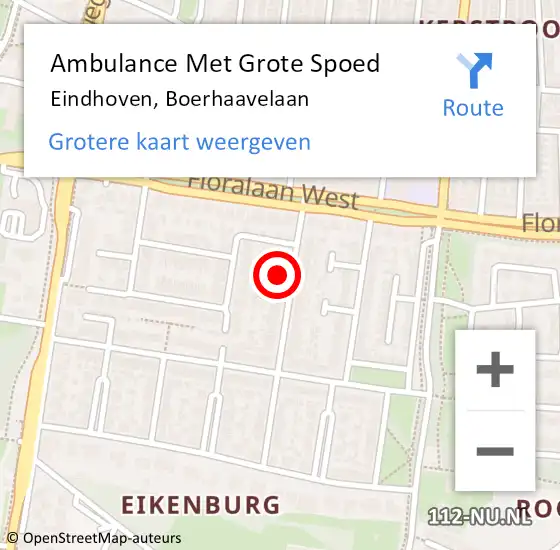 Locatie op kaart van de 112 melding: Ambulance Met Grote Spoed Naar Eindhoven, Boerhaavelaan op 28 januari 2017 22:44