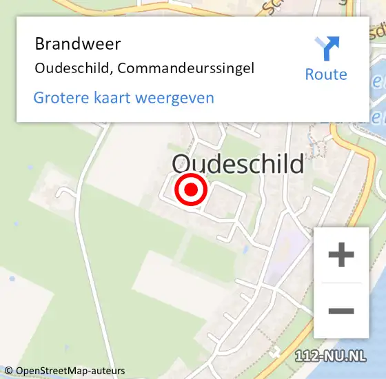 Locatie op kaart van de 112 melding: Brandweer Oudeschild, Commandeurssingel op 28 januari 2017 22:49