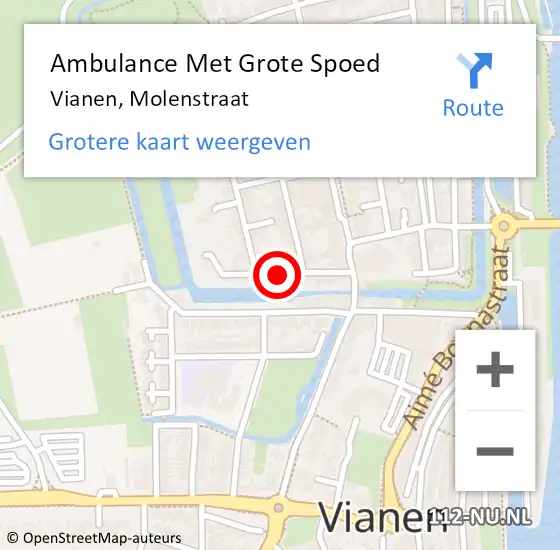 Locatie op kaart van de 112 melding: Ambulance Met Grote Spoed Naar Vianen, Molenstraat op 28 januari 2017 23:58