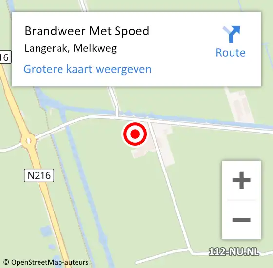 Locatie op kaart van de 112 melding: Brandweer Met Spoed Naar Langerak, Melkweg op 29 januari 2017 00:08