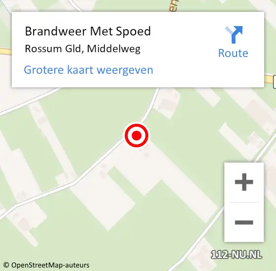 Locatie op kaart van de 112 melding: Brandweer Met Spoed Naar Rossum Gld, Middelweg op 9 januari 2014 11:13