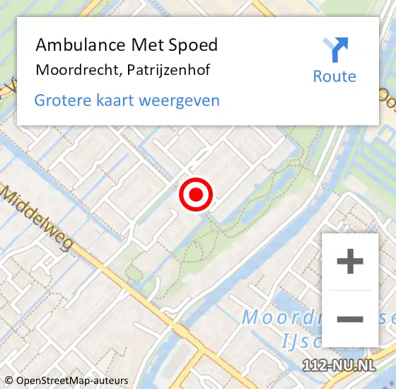 Locatie op kaart van de 112 melding: Ambulance Met Spoed Naar Moordrecht, Patrijzenhof op 29 januari 2017 01:58