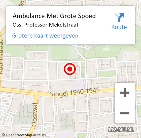 Locatie op kaart van de 112 melding: Ambulance Met Grote Spoed Naar Oss, Professor Mekelstraat op 29 januari 2017 02:43