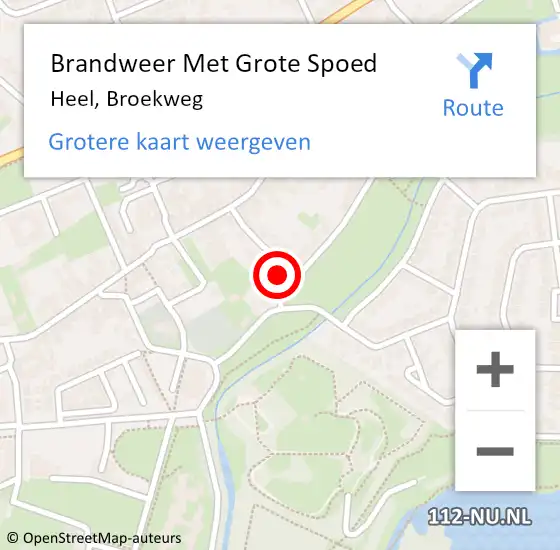 Locatie op kaart van de 112 melding: Brandweer Met Grote Spoed Naar Heel, Broekweg op 29 januari 2017 03:22