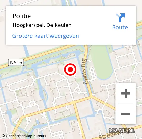 Locatie op kaart van de 112 melding: Politie Hoogkarspel, De Keulen op 29 januari 2017 04:11