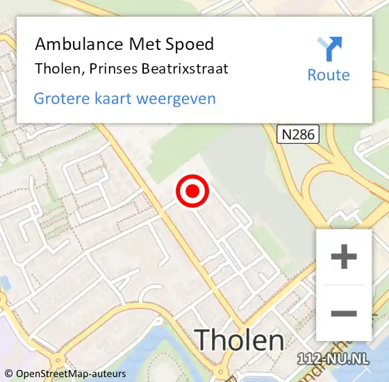 Locatie op kaart van de 112 melding: Ambulance Met Spoed Naar Tholen, Prinses Beatrixstraat op 29 januari 2017 08:46