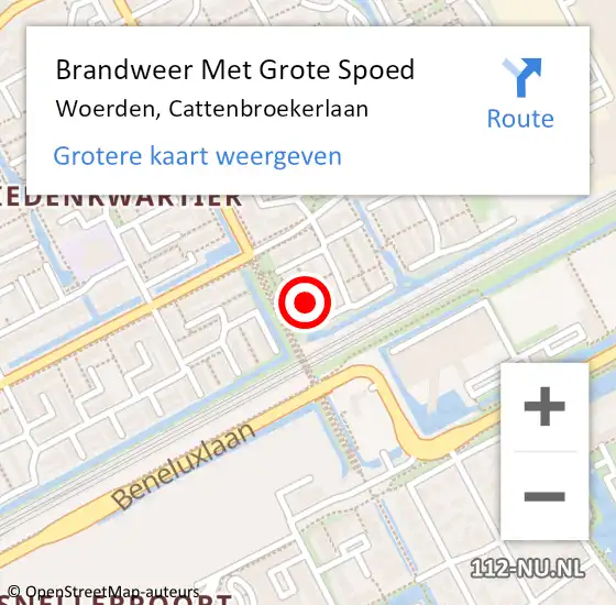 Locatie op kaart van de 112 melding: Brandweer Met Grote Spoed Naar Woerden, Cattenbroekerlaan op 29 januari 2017 10:05