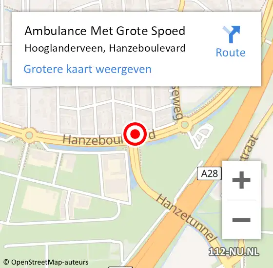 Locatie op kaart van de 112 melding: Ambulance Met Grote Spoed Naar Hooglanderveen, Hanzeboulevard op 29 januari 2017 10:08