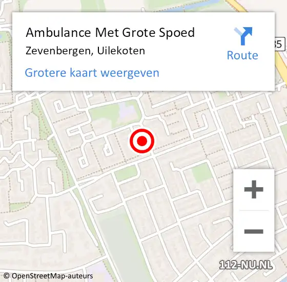 Locatie op kaart van de 112 melding: Ambulance Met Grote Spoed Naar Zevenbergen, Uilekoten op 29 januari 2017 10:26