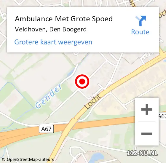 Locatie op kaart van de 112 melding: Ambulance Met Grote Spoed Naar Veldhoven, Den Boogerd op 29 januari 2017 10:28