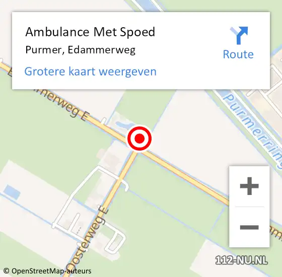 Locatie op kaart van de 112 melding: Ambulance Met Spoed Naar Purmer, Edammerweg op 29 januari 2017 10:43