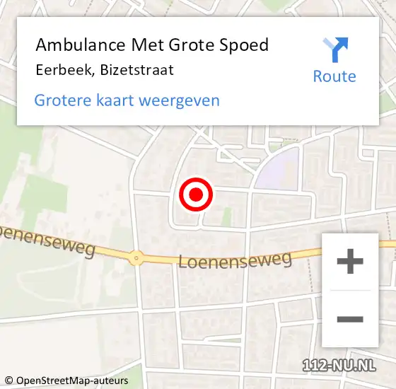 Locatie op kaart van de 112 melding: Ambulance Met Grote Spoed Naar Eerbeek, Bizetstraat op 29 januari 2017 10:47