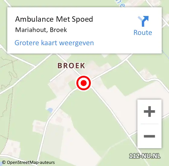 Locatie op kaart van de 112 melding: Ambulance Met Spoed Naar Mariahout, Broek op 29 januari 2017 10:48