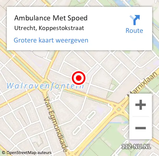 Locatie op kaart van de 112 melding: Ambulance Met Spoed Naar Utrecht, Koppestokstraat op 29 januari 2017 11:40