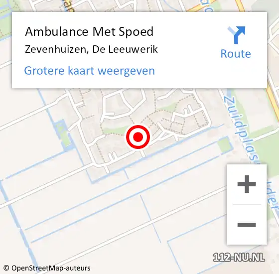 Locatie op kaart van de 112 melding: Ambulance Met Spoed Naar Zevenhuizen, De Leeuwerik op 29 januari 2017 11:55