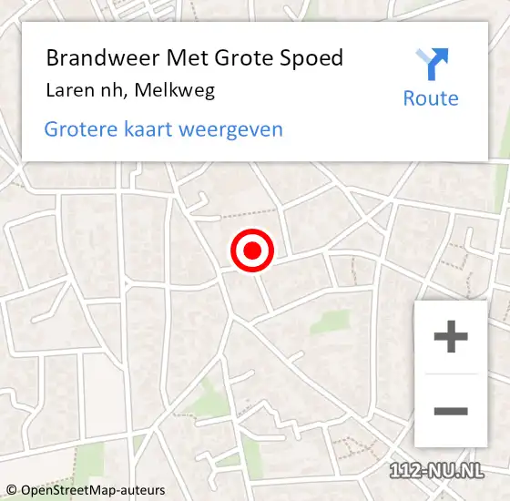 Locatie op kaart van de 112 melding: Brandweer Met Grote Spoed Naar Laren nh, Melkweg op 29 januari 2017 12:14