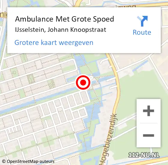 Locatie op kaart van de 112 melding: Ambulance Met Grote Spoed Naar IJsselstein, Johann Knoopstraat op 29 januari 2017 12:52