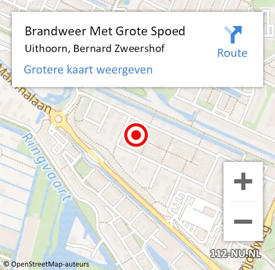 Locatie op kaart van de 112 melding: Brandweer Met Grote Spoed Naar Uithoorn, Bernard Zweershof op 29 januari 2017 13:49