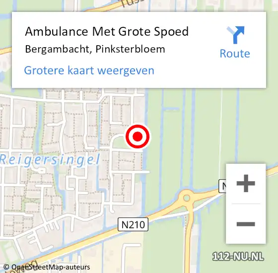 Locatie op kaart van de 112 melding: Ambulance Met Grote Spoed Naar Bergambacht, Pinksterbloem op 29 januari 2017 14:44