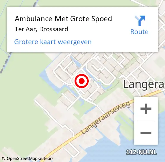 Locatie op kaart van de 112 melding: Ambulance Met Grote Spoed Naar Ter Aar, Drossaard op 29 januari 2017 16:11