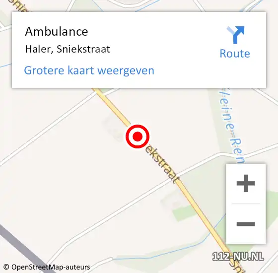 Locatie op kaart van de 112 melding: Ambulance Haler, Sniekstraat op 9 januari 2014 12:05