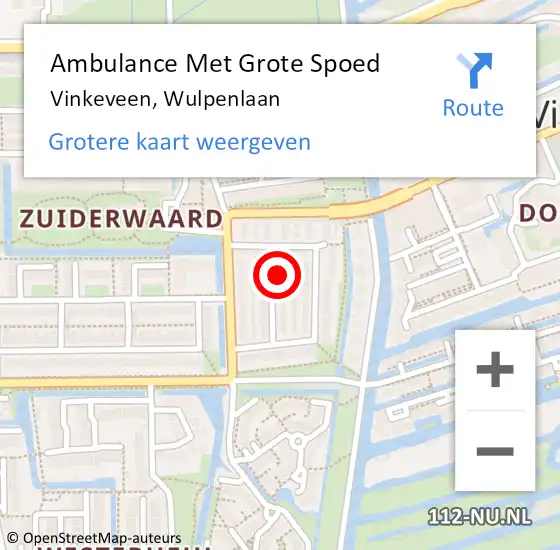 Locatie op kaart van de 112 melding: Ambulance Met Grote Spoed Naar Vinkeveen, Wulpenlaan op 29 januari 2017 16:11
