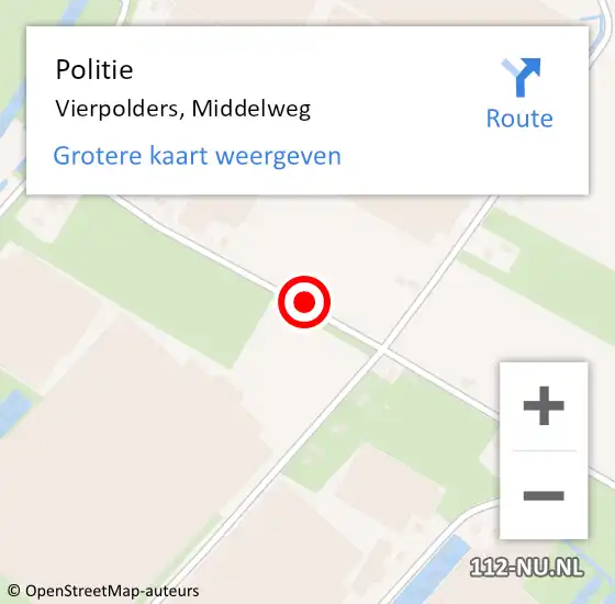 Locatie op kaart van de 112 melding: Politie Vierpolders, Middelweg op 29 januari 2017 16:25