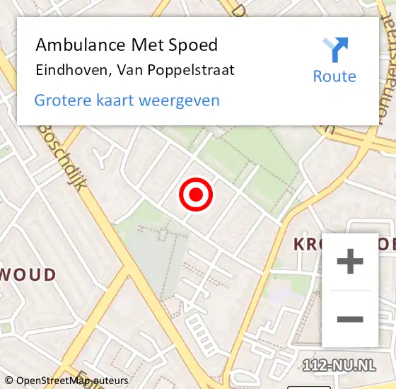 Locatie op kaart van de 112 melding: Ambulance Met Spoed Naar Eindhoven, Van Poppelstraat op 29 januari 2017 17:07