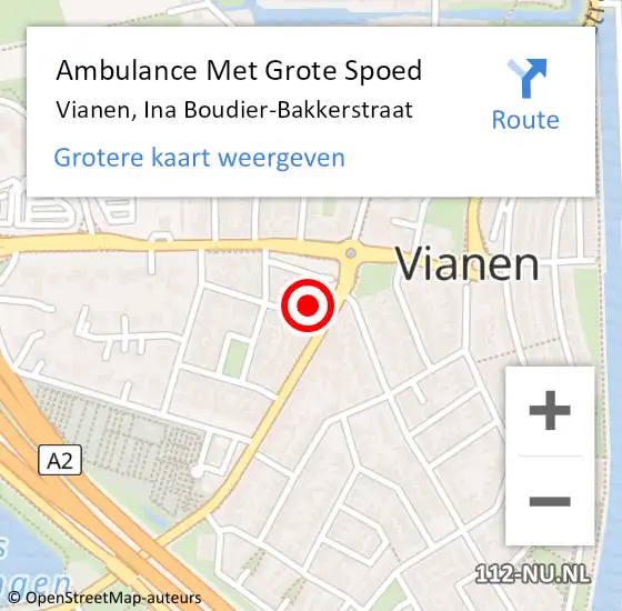 Locatie op kaart van de 112 melding: Ambulance Met Grote Spoed Naar Vianen, Ina Boudier-Bakkerstraat op 29 januari 2017 17:09