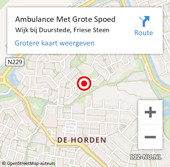 Locatie op kaart van de 112 melding: Ambulance Met Grote Spoed Naar Wijk bij Duurstede, Friese Steen op 29 januari 2017 17:26