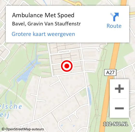 Locatie op kaart van de 112 melding: Ambulance Met Spoed Naar Bavel, Gravin Van Stauffenstr op 29 januari 2017 18:58